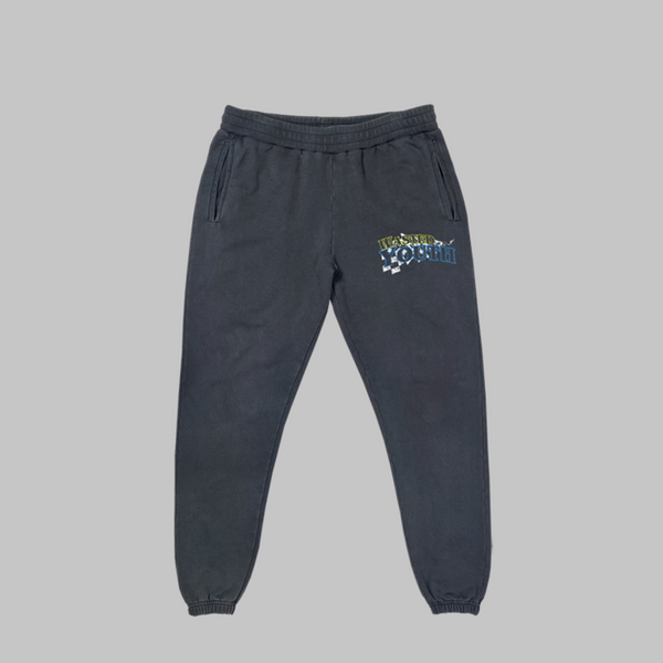 RACING TEAM HEAVYWEIGHT SWEATPANTS : WASHED BLACK – WastedYouth.store